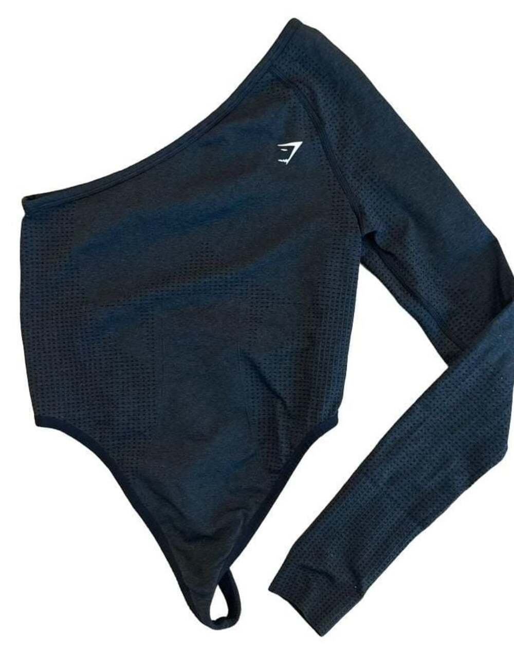 Gymshark Vital Seamless Bodysuit Black Marl One Shoulder Thong Size S